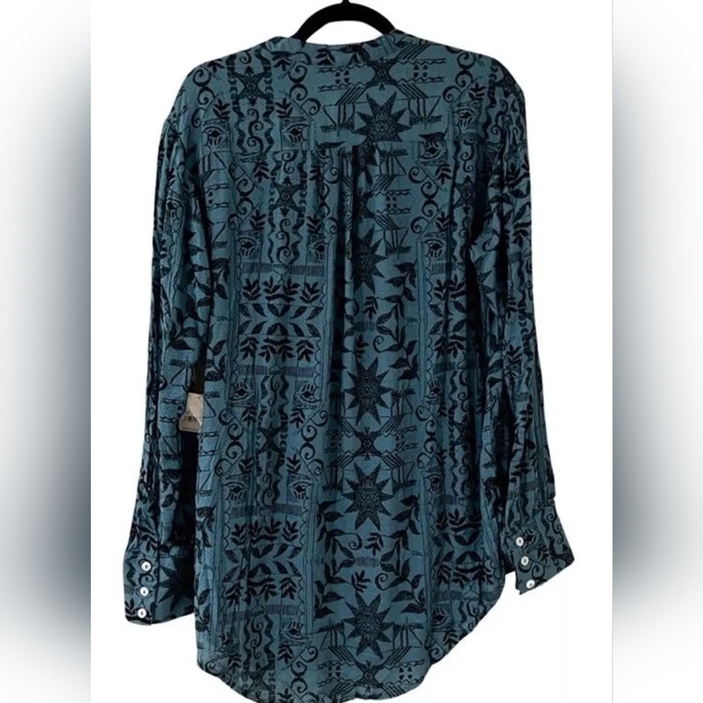 Free People Teal Floral Tunic Top - Picture 8 of 8